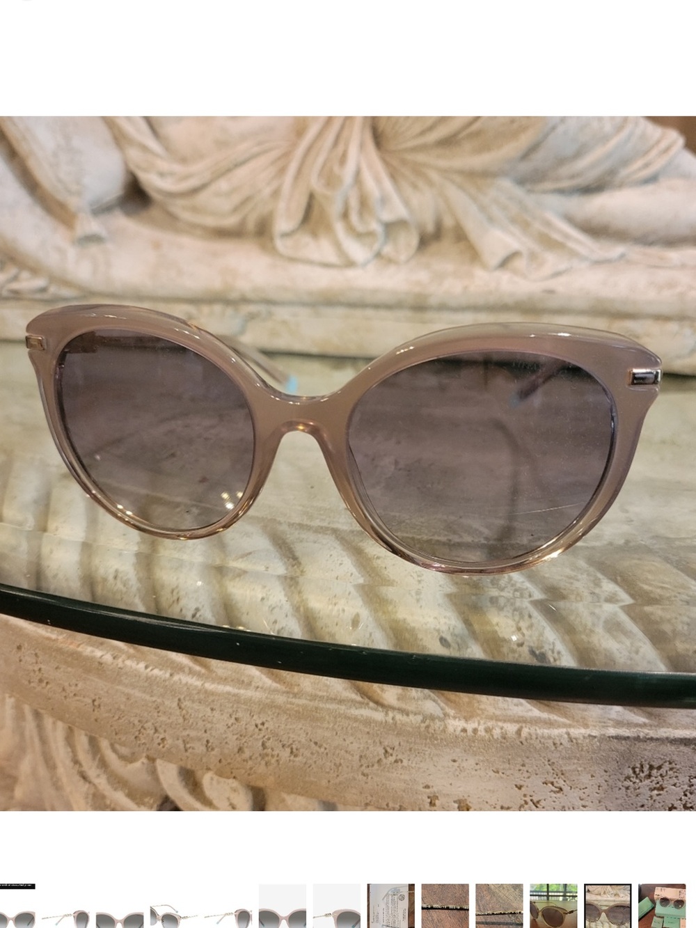 Tiffany & Co. Taupe Round Women's Sunglasses with Gold Temples TF4189